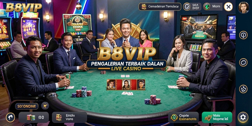 Tampilan permainan Live Casino yang mendebarkan dan interaktif di B8VIP.