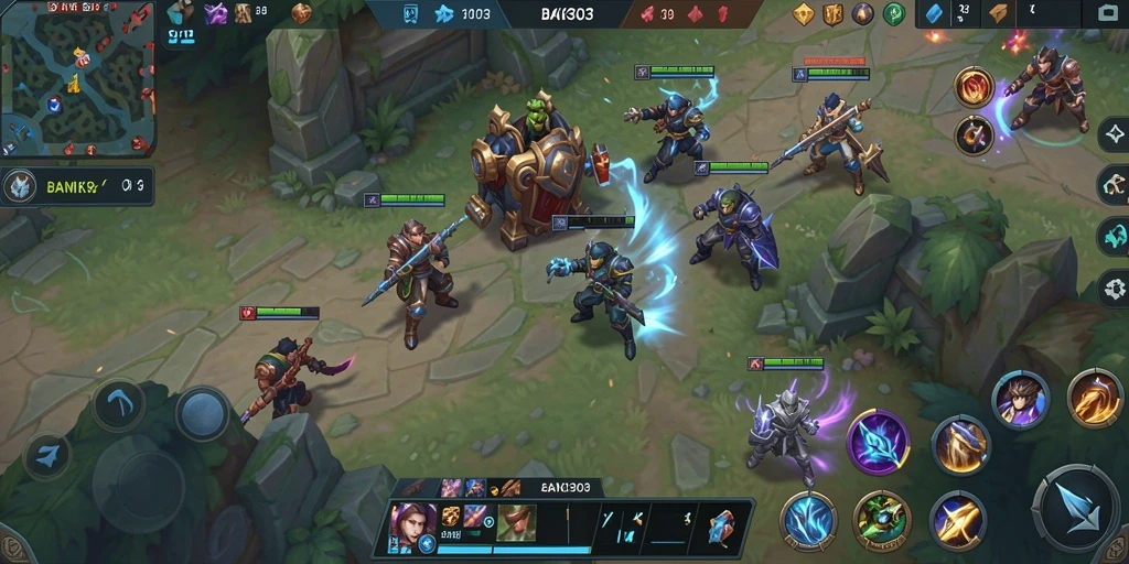Tampilan gameplay seru dalam game MOBA BANK303.