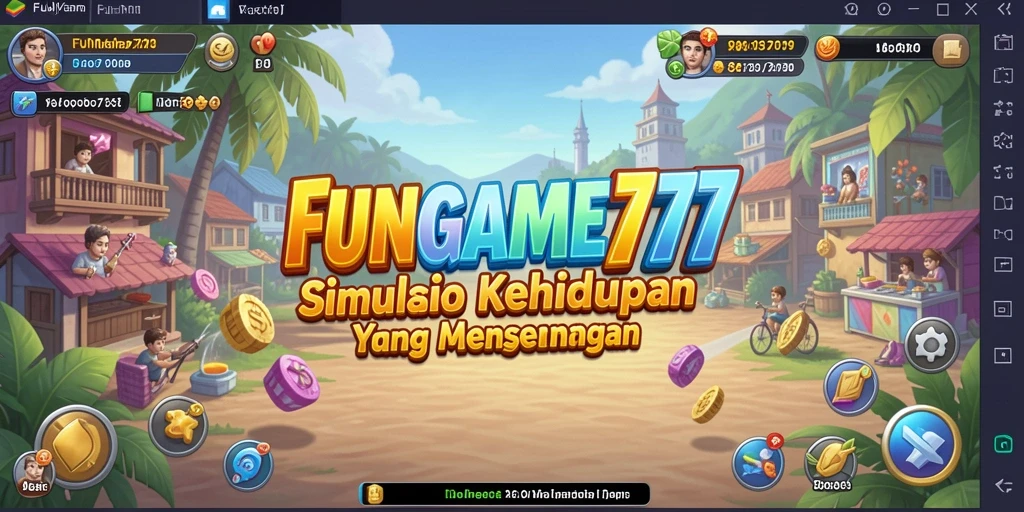 Tampilan gameplay menarik dari FUNGAME777 yang menggambarkan simulasi interaksi sosial.