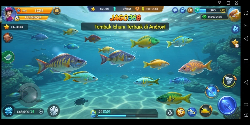 Screenshot gameplay JAGO368 yang menggambarkan keseruan menembak ikan.