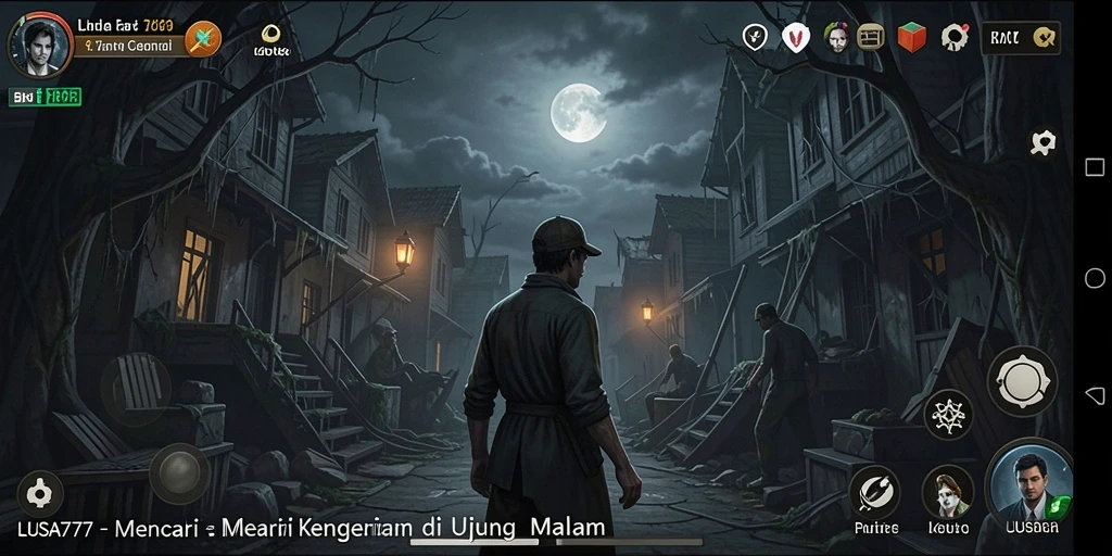 Screenshot utama LUSA777 menunjukkan kegelapan menyeramkan dalam gameplay.