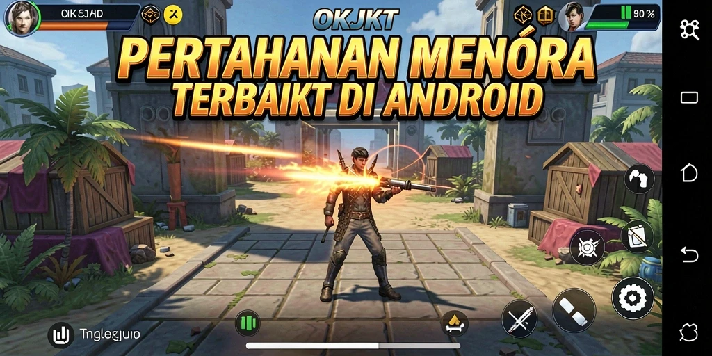 Tampilan seru dari gameplay Tower Defense di OKJKT.
