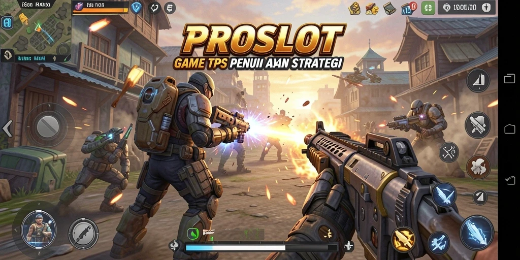 Tangkapan layar gameplay PROSLOT menampilkan aksi seru dalam mode TPS.