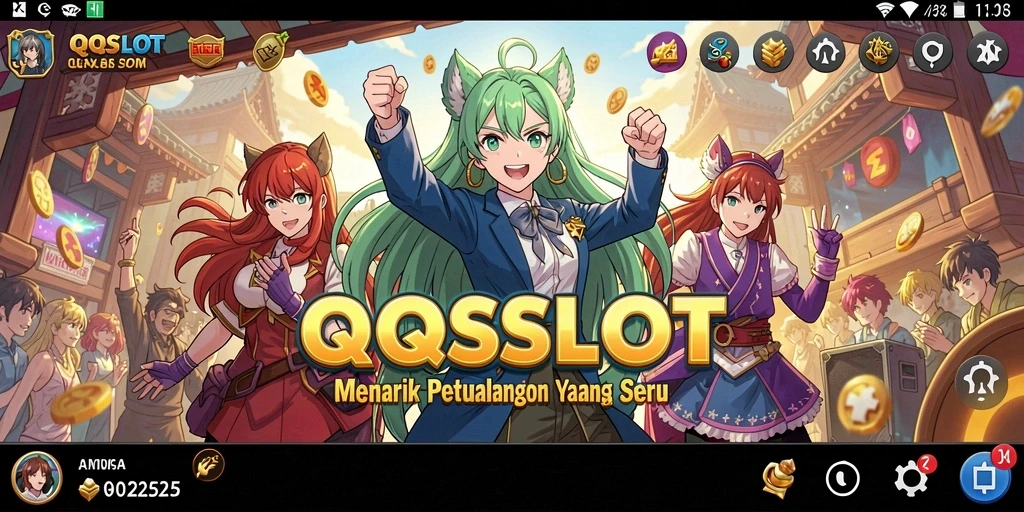 Tangkapan layar gameplay <strong>QQSLOT</strong> menampilkan karakter anime yang penuh aksi.